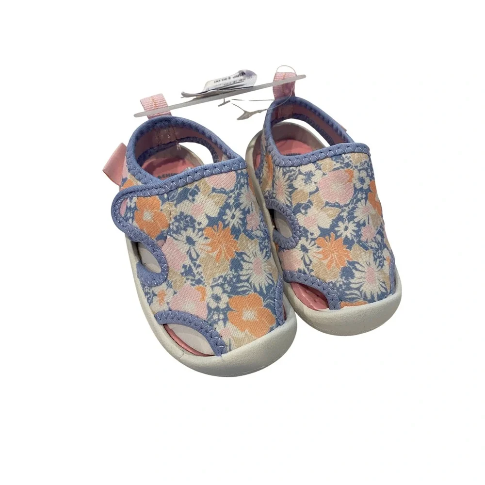 OshKosh B'gosh Baby Girls‎ Floral Swimmie-G Water Shoes Blue Orange Pink Size 4